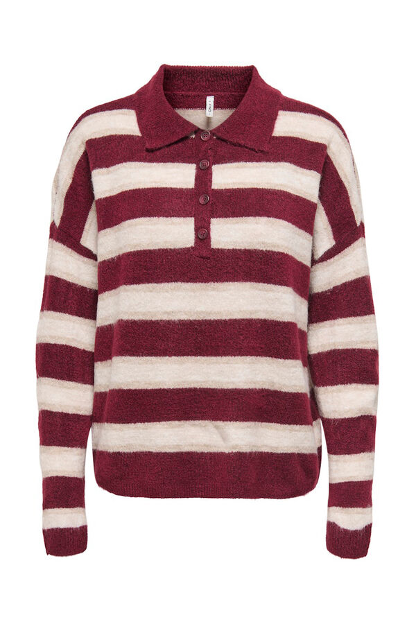 Only long sleeve jersey-knit polo shirt printed