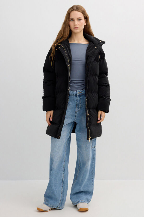 Inside Anorak acolchoado com capuz preto