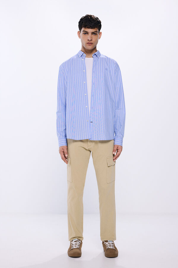 Springfield striped poplin shirt blue