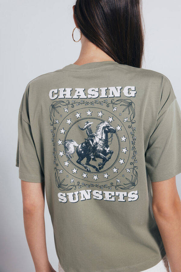 Springfield Western graphic t-shirt beige