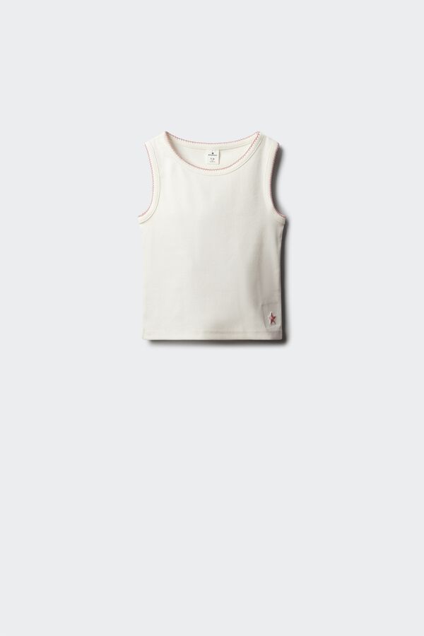 Springfield Kids Top Rib bordado contraste ni&ntilde;a marfil