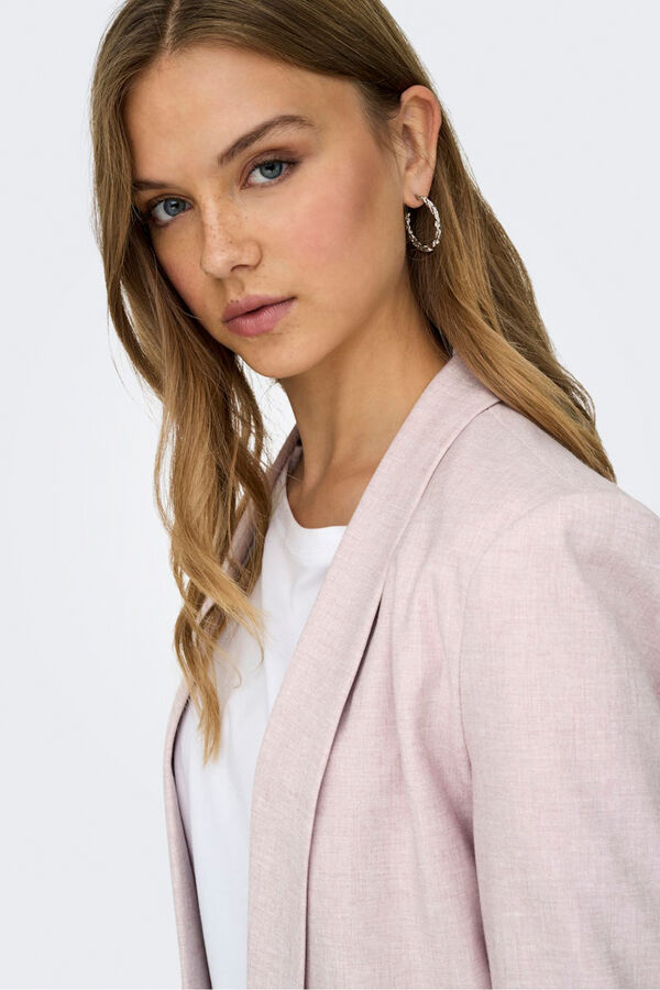 Only Offener Blazer mit Krempel&auml;rmeln Rosa