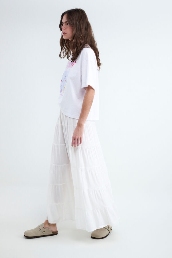 Balmohk Rustic panel maxi skirt white