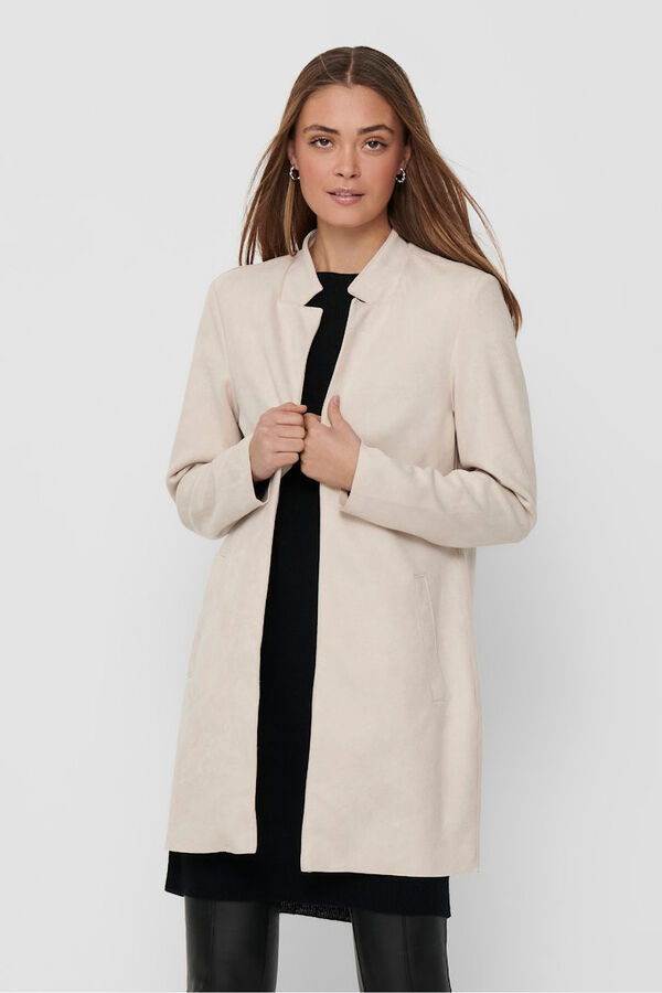 Only Sobretudo de camur&ccedil;a castanho