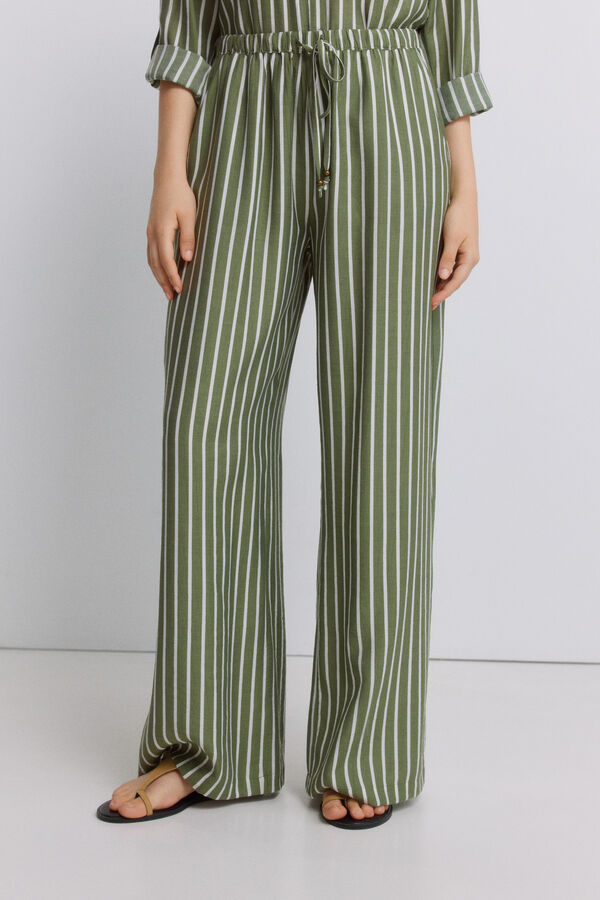 Springfield Wide fluid long trousers printed