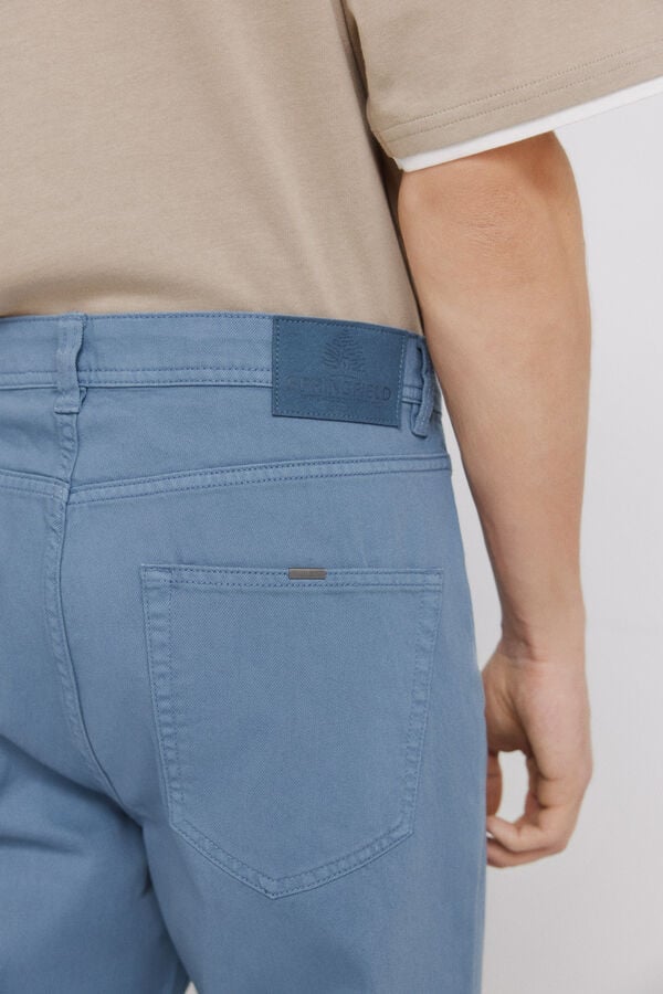 Springfield 5-pocket washed straight fit trousers blue