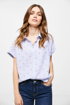 Springfield Relaxed Oxford cotton blouse steel blue