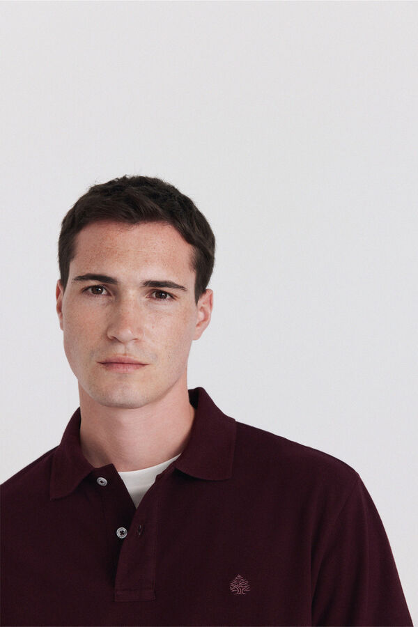 Springfield Polo piqu&eacute; manga larga regular fit burdeos
