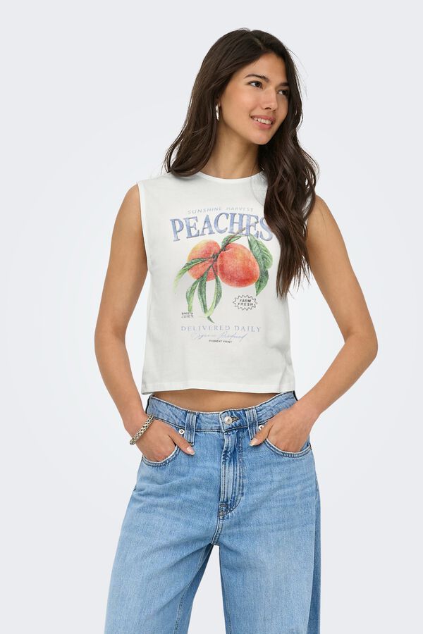 Only Round neck long T-shirt beige
