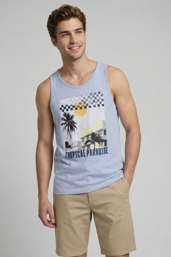 JJ REBEL Printed vest top blue