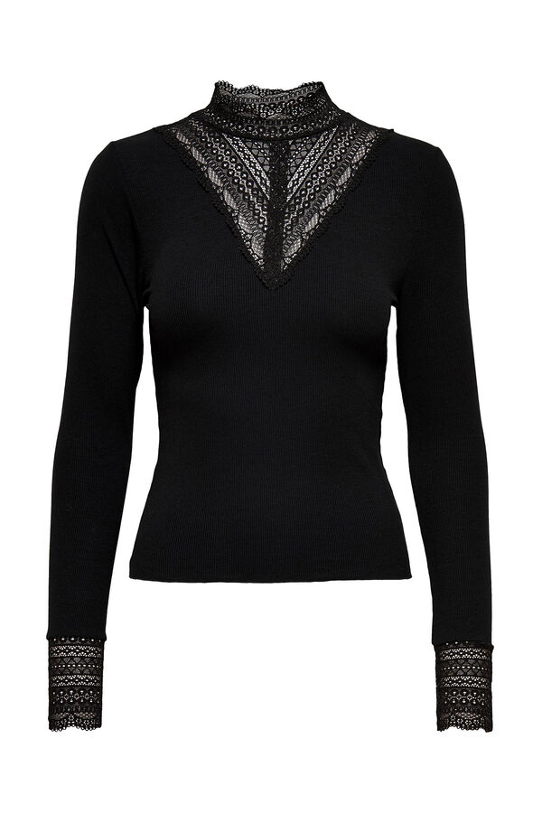 Springfield High neck lace top black