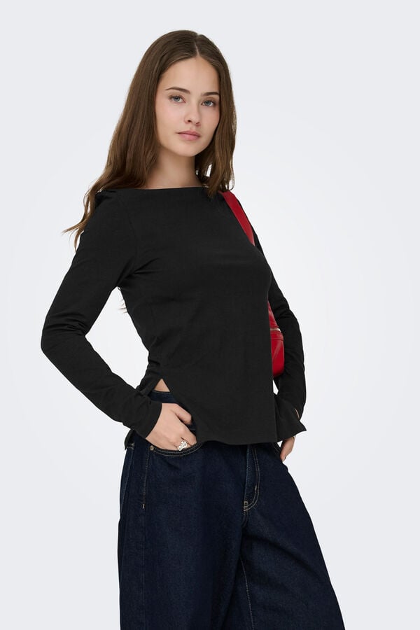Only Langarm-T-Shirt Schwarz