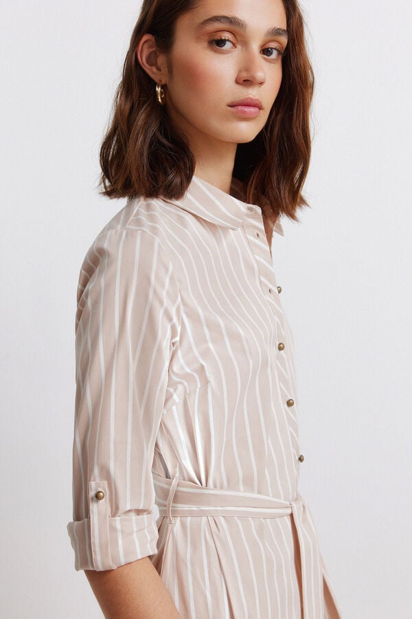 Springfield Shirt midi dress brown