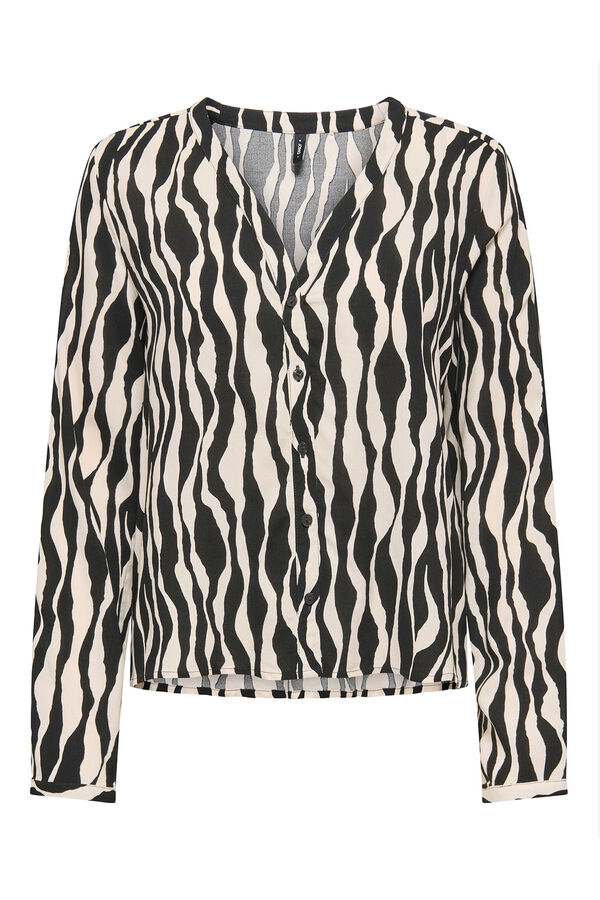 Only lang&auml;rmelig Hemd mit Animalprint Naturwei&szlig;