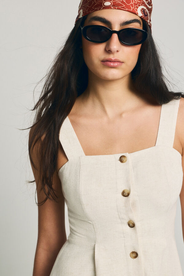 Only Vestido corto de lino beige