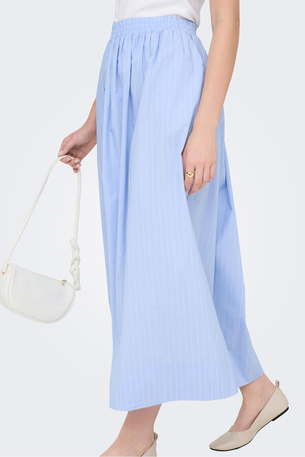 JDY Falda midi rayas azul