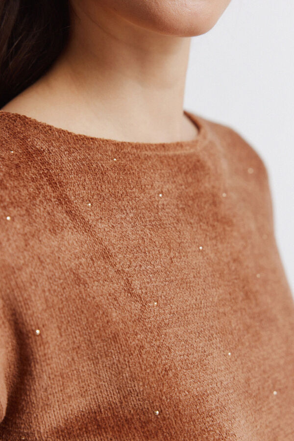 Springfield Camiseta chenilla tachas marrón