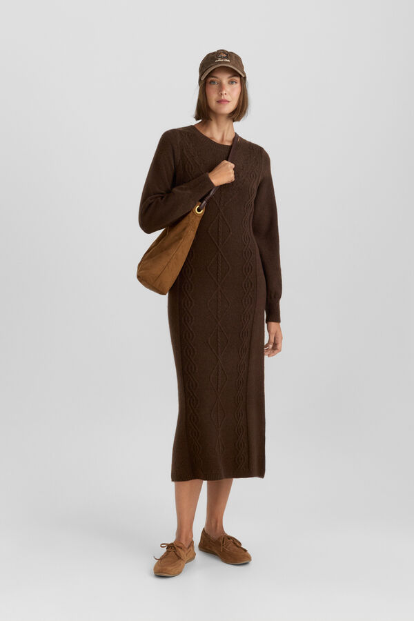 Springfield Braided midi dress brown