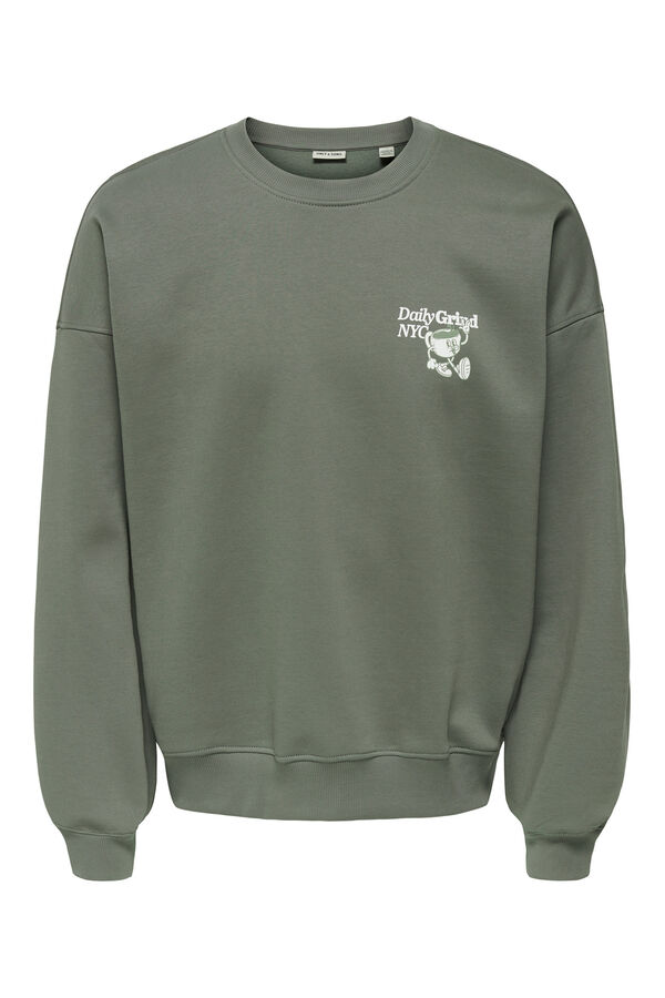 Only & Sons Sweatshirt mit Rundhalsausschnitt Grau