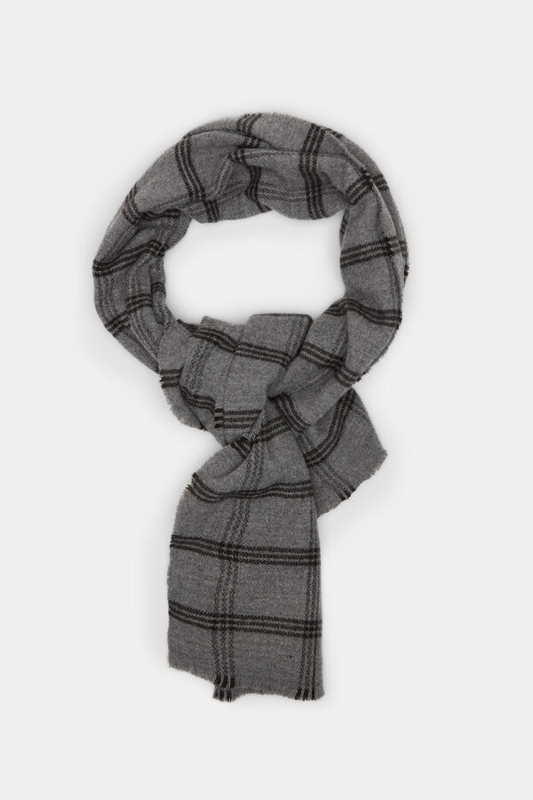 Springfield Grey checkered scarf gray