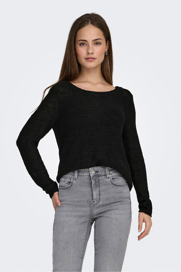 Only Jersey de cuello redondo negro