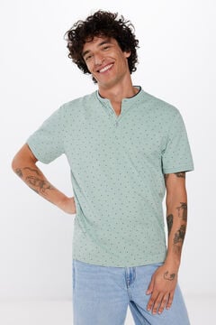 Springfield Slim fit printed piqué polo shirt green