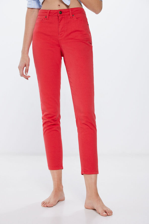 Springfield Jeans Slim Cropped Color rojo