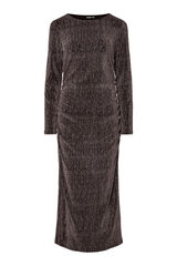 Pieces Vestido midi lurex marr&oacute;n