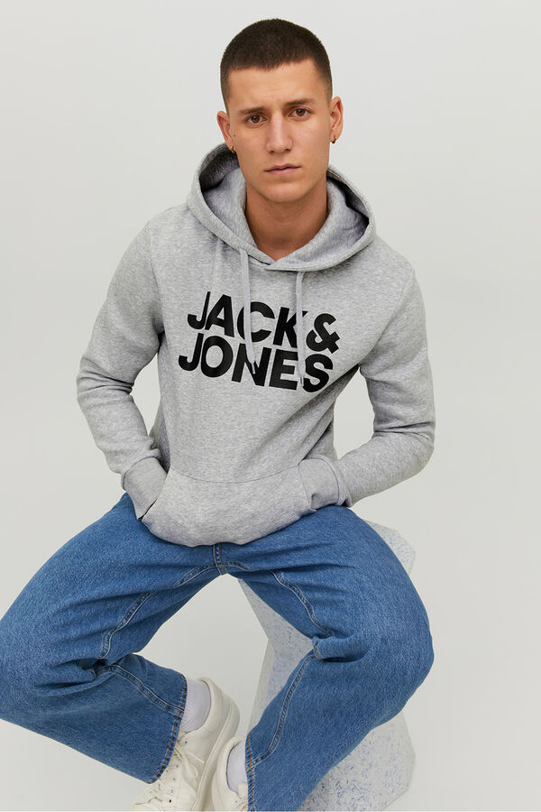 Jack & Jones Logo hooded sweatshirt  grey