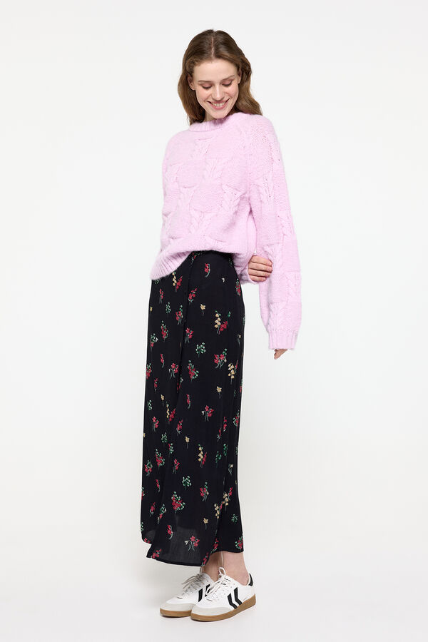 Pieces jersey-knit sweater with structure pink