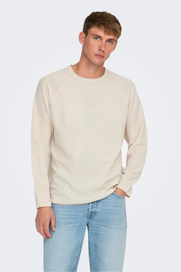 Only & Sons Camisola gola redonda. cinzento