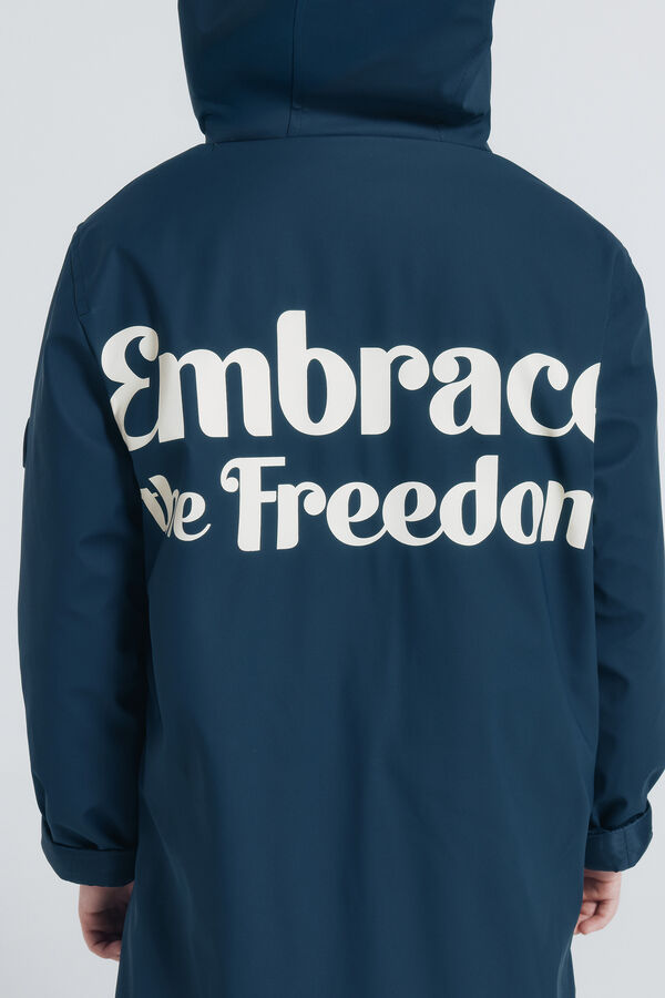 Springfield Kids Parka azul marinho com frase para criança azul
