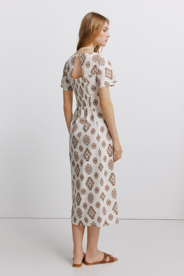 Springfield Printed shirt dress brown