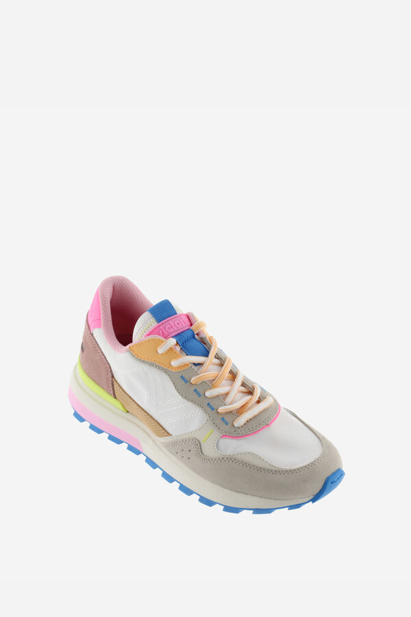 Victoria Zapatillas de nylon Victoria Luna con piezas multicolor de serraje y suela dentada blanco