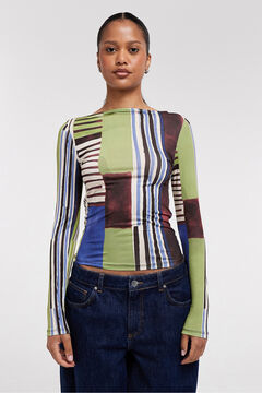 Topshop Top manga comprida estampado