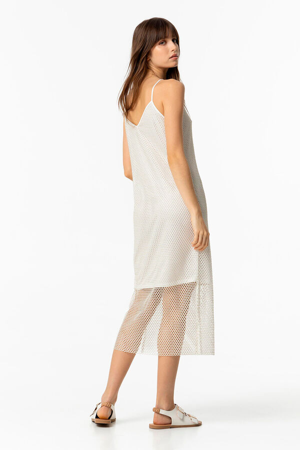 Springfield Long Grid Dress with Lurex white