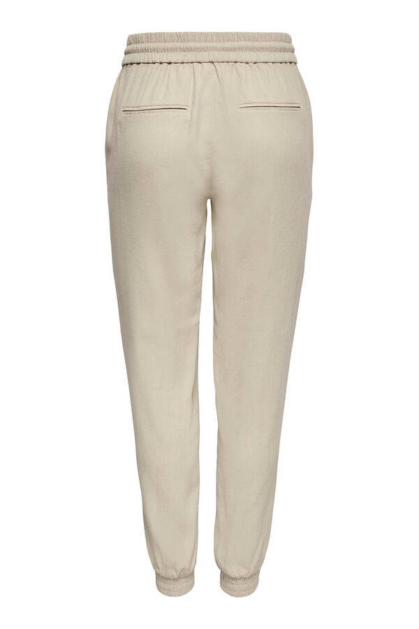 Only Pantal&oacute;n largo fluido de cintura el&aacute;stica gris