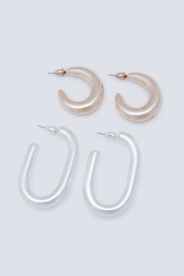 Springfield Paket debelih srebrnih i zlatnih naušnice s obručem Žuta