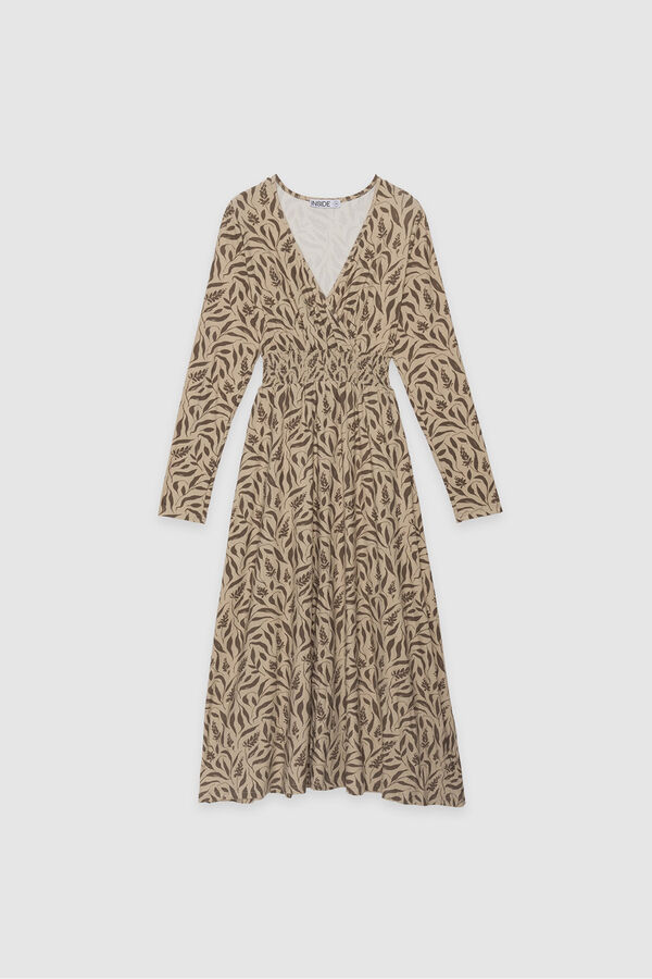 Inside Vestido midi estampado bege