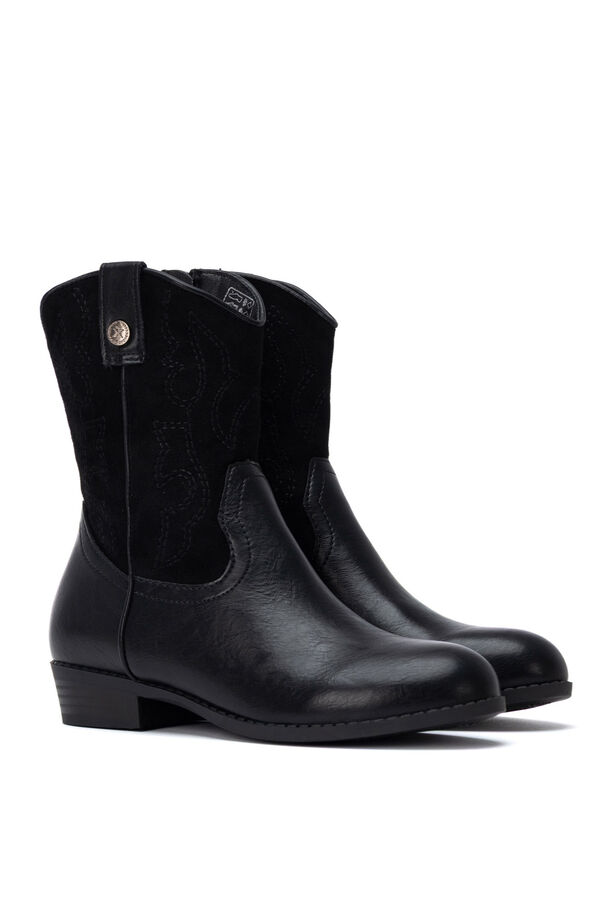 XTI Faux suede cowboy ankle boots black