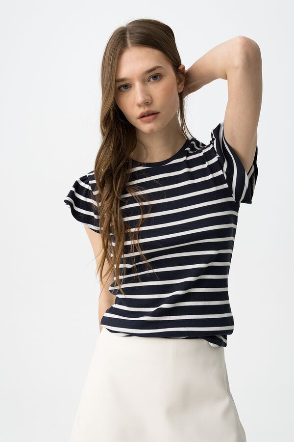 Tiffosi Camiseta rayas manga corta azul