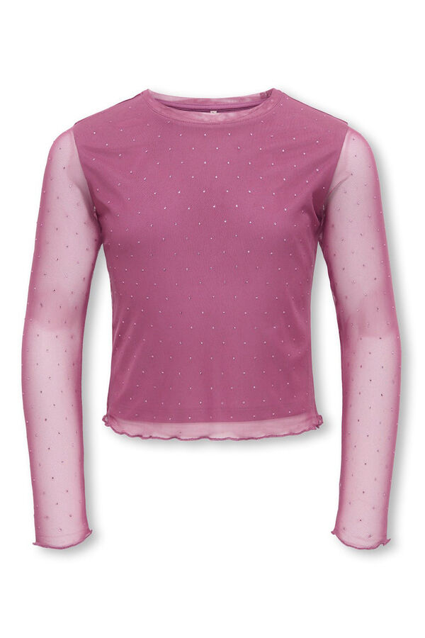 Only Girls Mesh top with sparkle detail rose