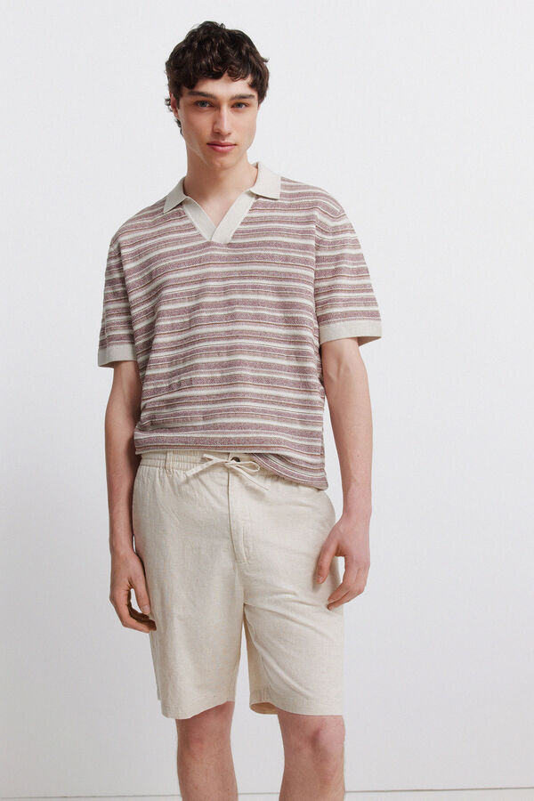 Springfield Bermuda en lin coupe slim confortable blanc