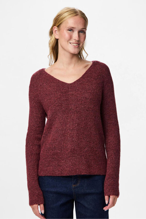 Pieces Basic V-neck jumper red