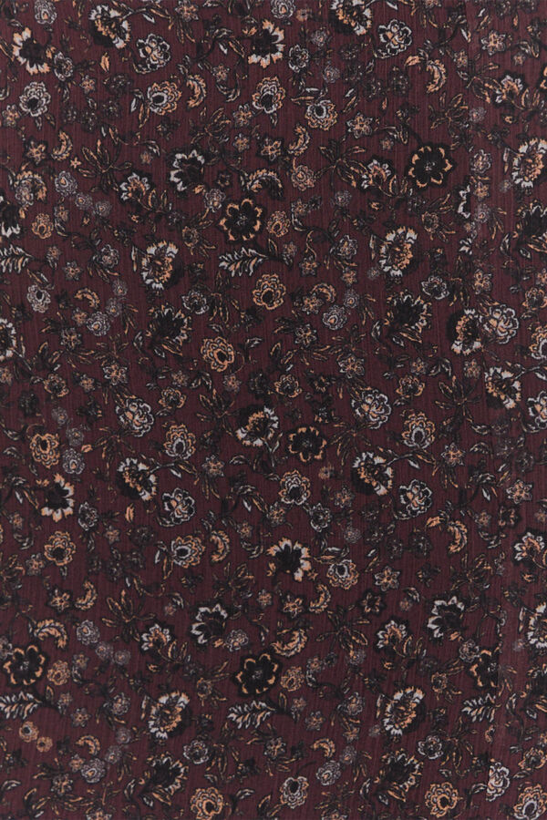 System Action Falda midi estampado floral peque&ntilde;o burdeos