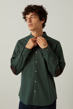 Springfield Twill shirt with elbow patches dark green