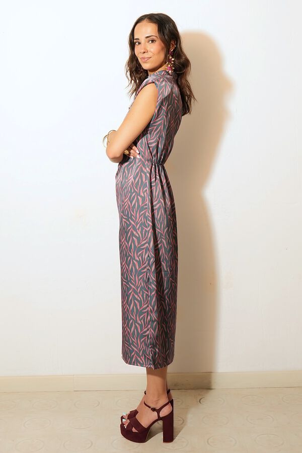 Cul Sac Midi dress with shoulder pads blue