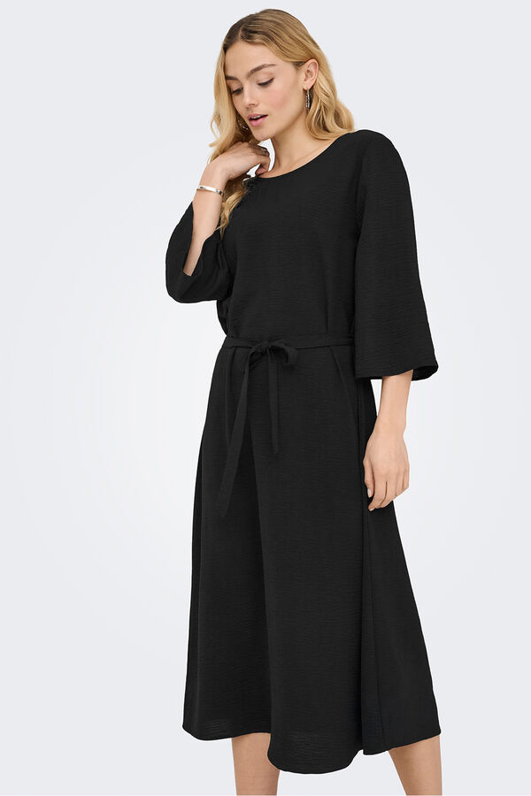 JDY Vestido midi manga 3/4 negro