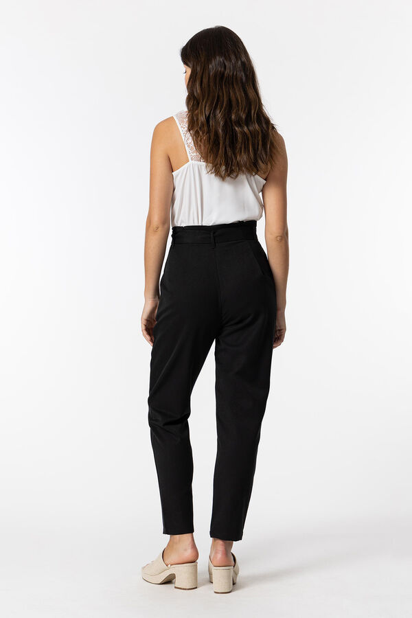Springfield Paper bag trousers with belt black