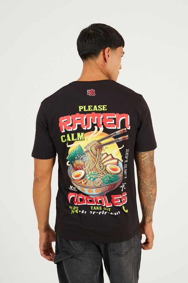 Brave Soul Oriental print short sleeve T-shirt black